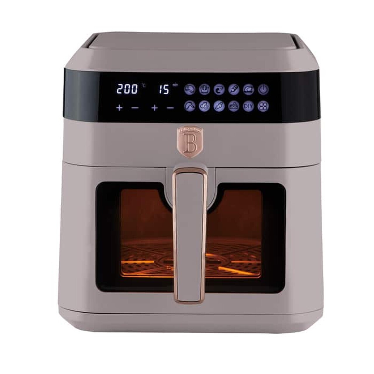 Friteuza cu aer cald si fereastra Berlinger Haus, Taupe, 6.3 L, 1300W, taupe mat - imagine 4